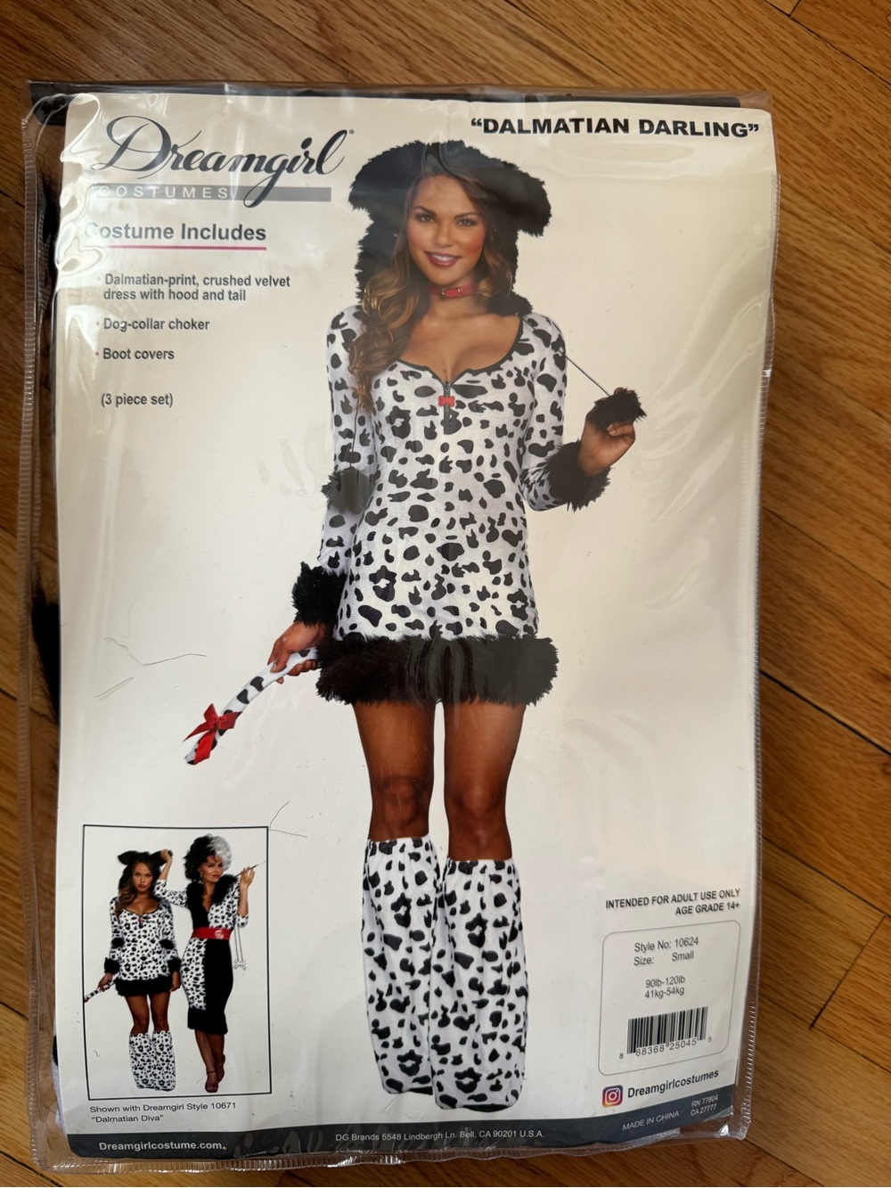 Dreamgirl Black & White Dalmatian-Print Plush Robe Costume